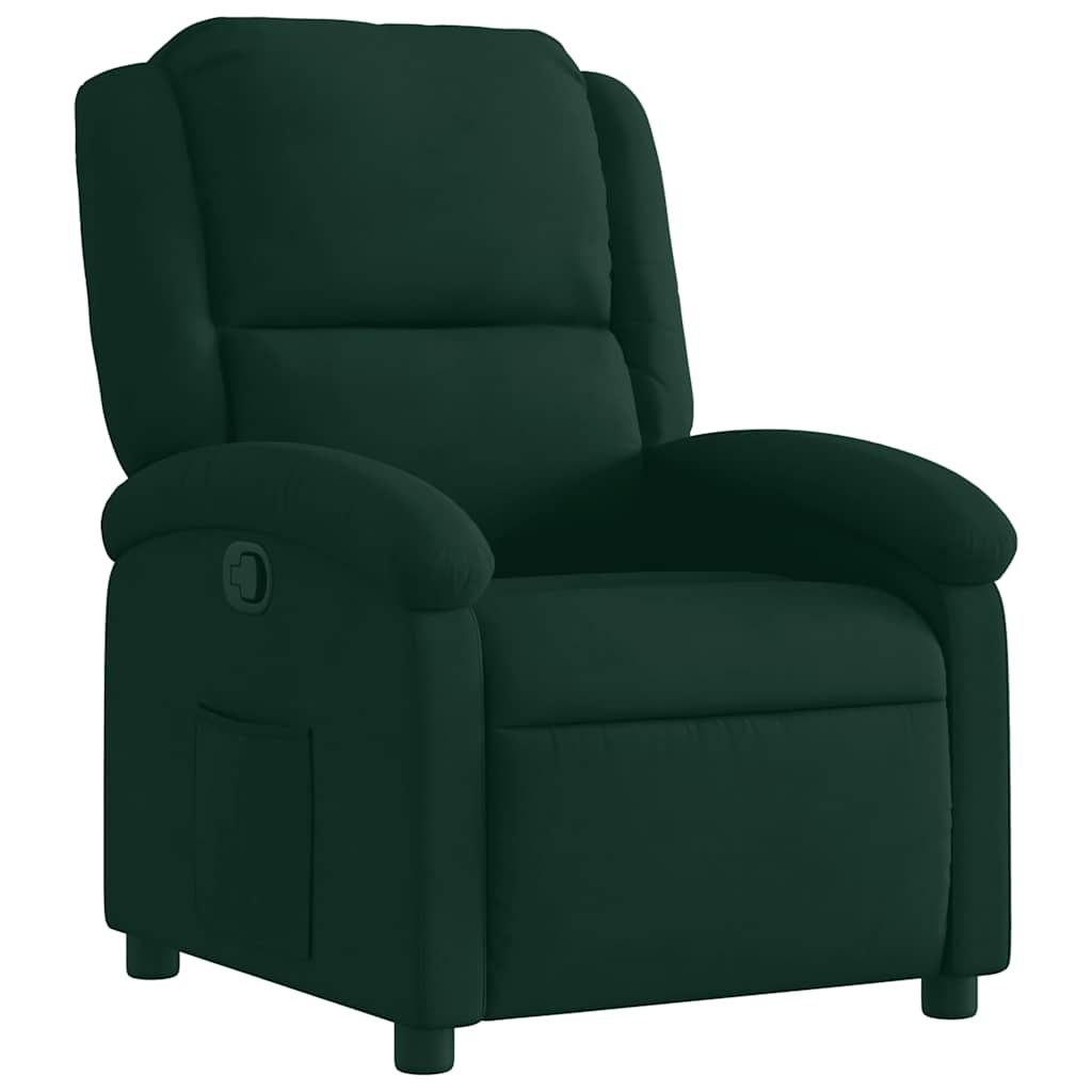 vidaXL Sillón reclinable de terciopelo verde oscuro