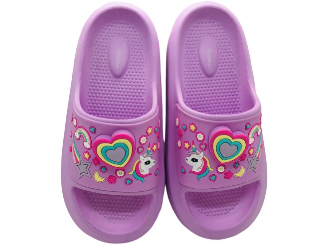 Chancla de Agua para Niña Nicoboco Heart 44-123: Sandalia Slide Rosa con Diseño de Fantasía, Anti-deslizante y Resistente al Agua, Ideal para Playa y Piscina, Tallas 28-35, Ligera y Segura para Aventu