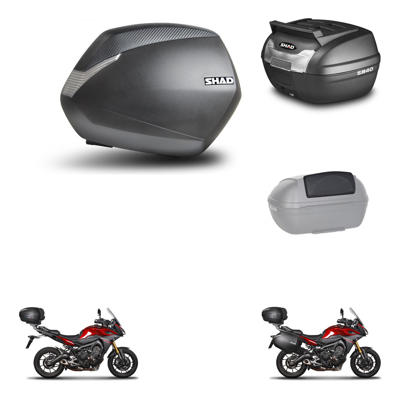 Baul Trasero + Maletas Laterales + Respaldo De Pasajero + Herraje 3P + Herraje Montaje Sh36 Sh 36 KIT-248800