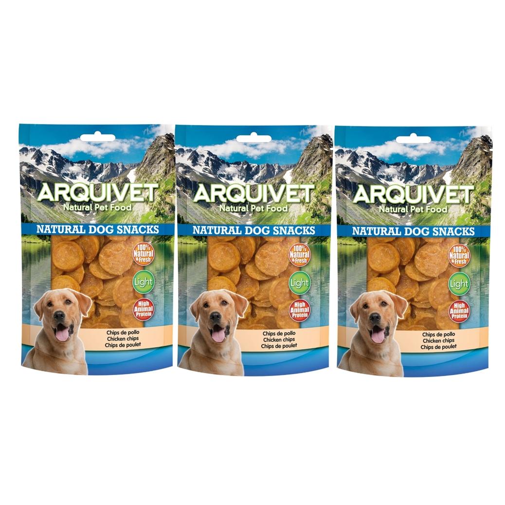 Pack de 3 bolsas - Arquivet Snacks Chips de Pollo Naturales para Perros 100gr