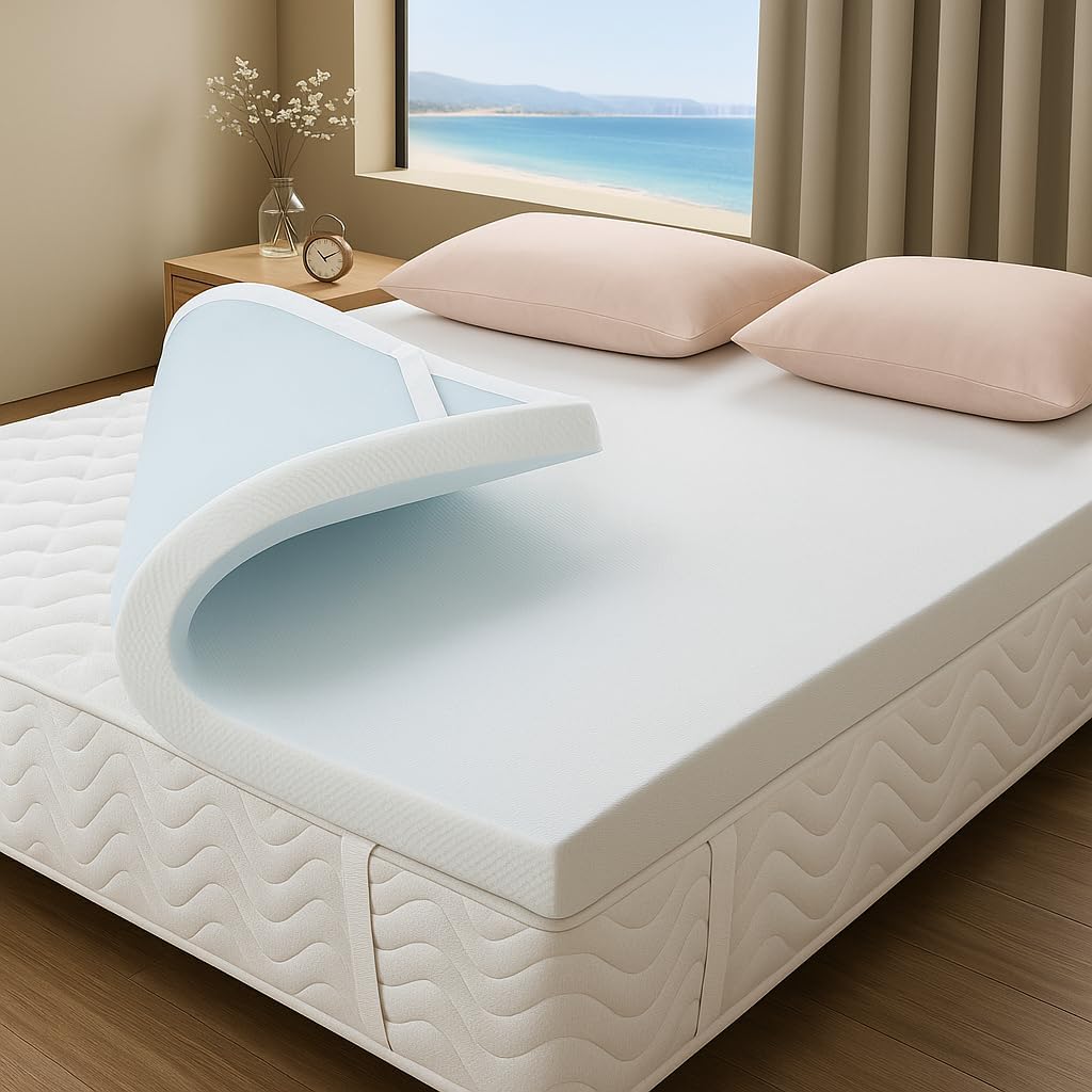 DONTOPPER Topper Cubrecolchón Viscoelástico 100% Alta Densidad | Ergonómico, Transpirable y Antiácaros | Funda Desenfundable y Lavable | Alivio de Presión Lumbar y Cervical | Fabricado en España | Certificado CertiPUR