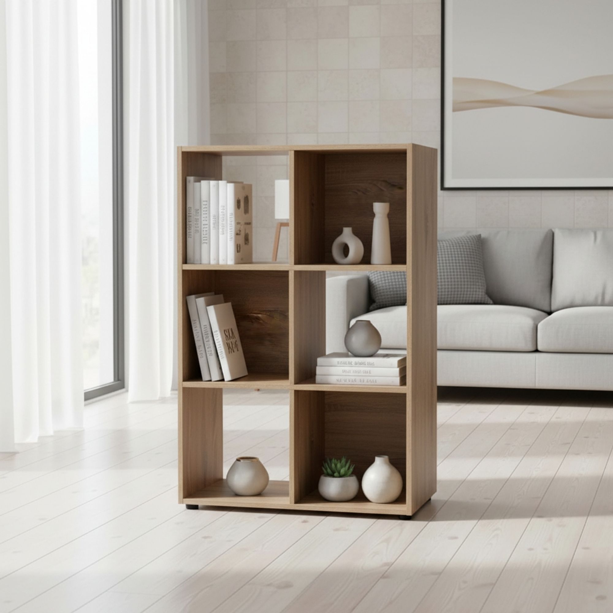 MOBLEKIT | Estanterías de Cubo Roble Modulares de Madera con Diferentes Compartimentos y Opciones con Puertas, Librerías y Muebles de Almacenaje para Dormitorio, Cocina o Entrada
