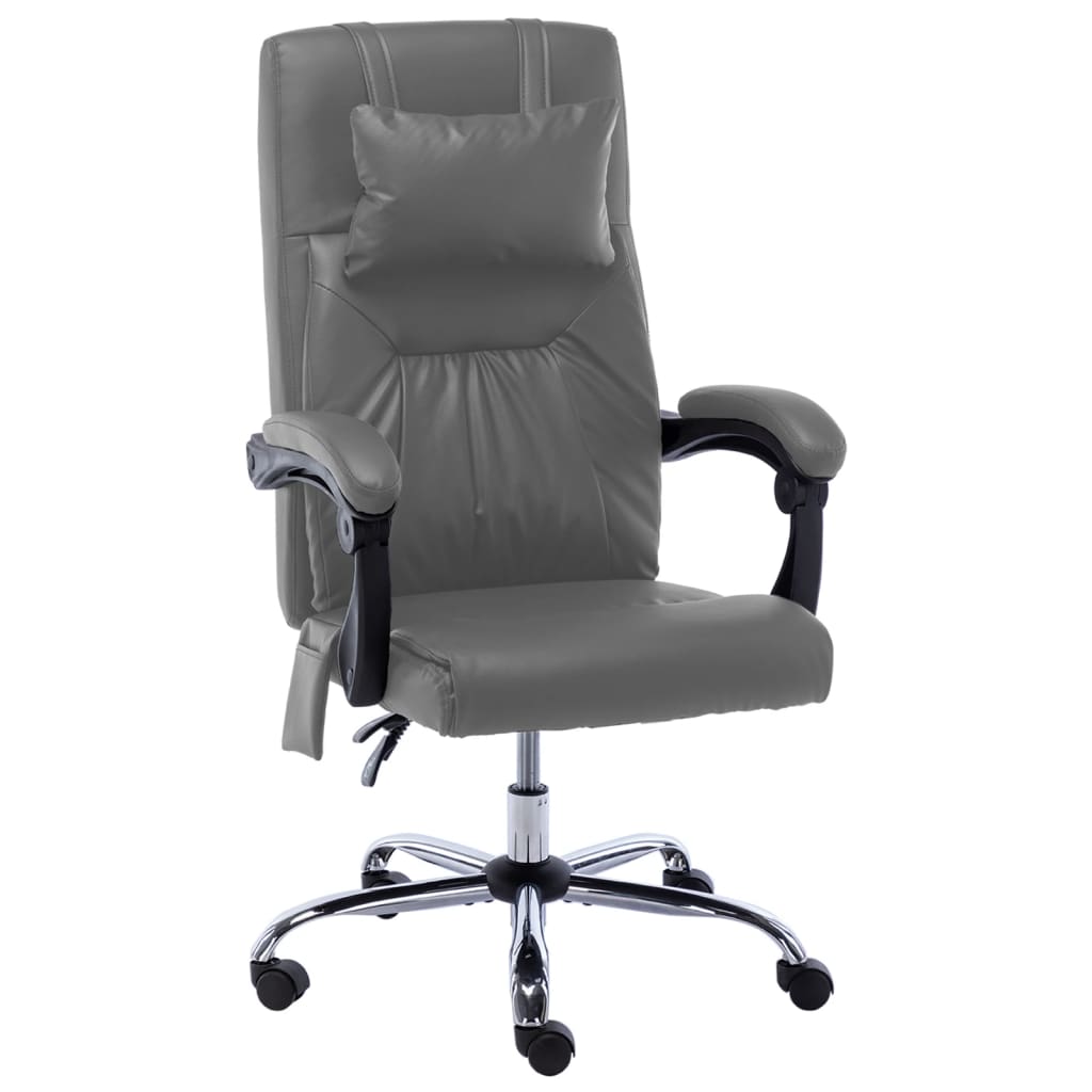 vidaXL Silla de oficina de masaje de cuero sintético gris antracita