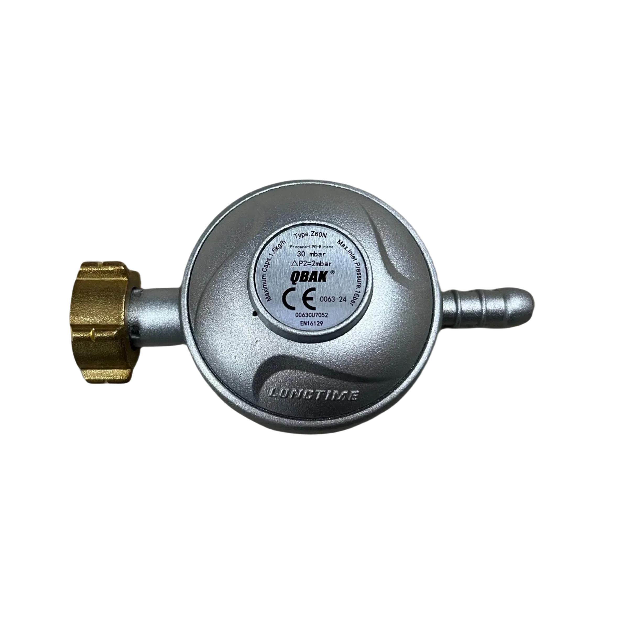 Regulador de Gas Butan 30mbar G1/2 Izquierda - Compatible con Bombonas y Equipos de Francia y Bélgica – Ideal para Caravana y Camping – QBako