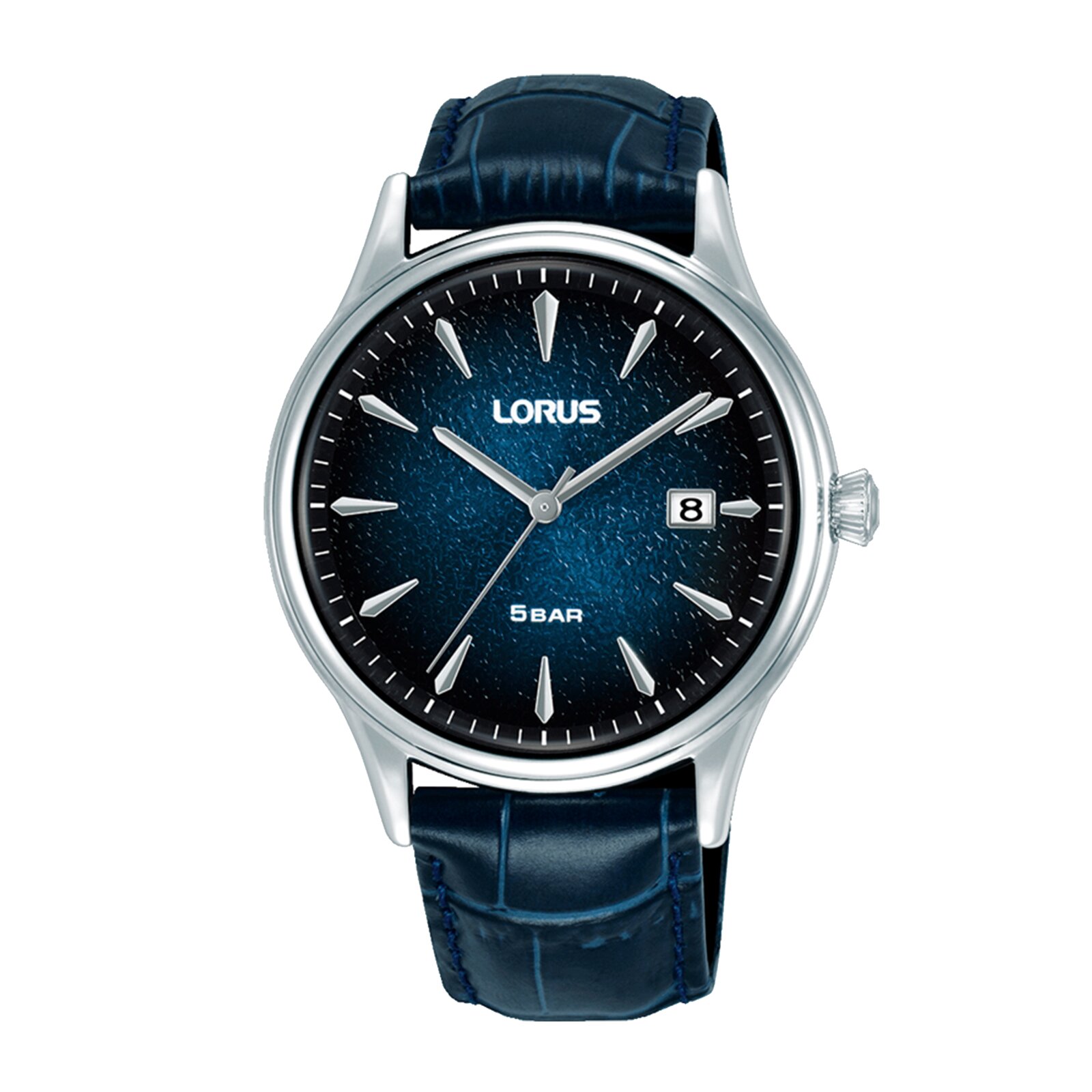 Lorus Reloj Hombre Caja De Acero Pulsera Genuine Leather De Color Azul Resistente Al Agua 5 Atm Rs995dx9