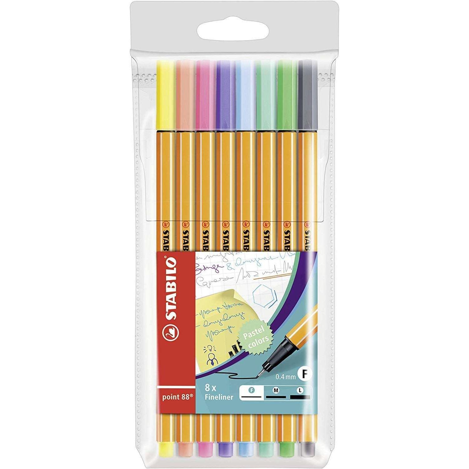 Stabilo Point 88 Pack de 8 Rotuladores Punta Fina - Colores Pastel