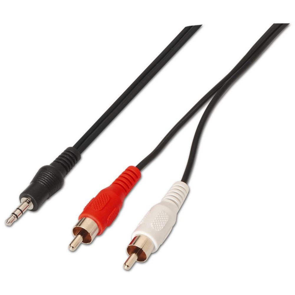 Aisens - Cable de audio 1.5 m 3.5mm x 2 RCA macho, negro, conecta y usa con tecnología RoHS