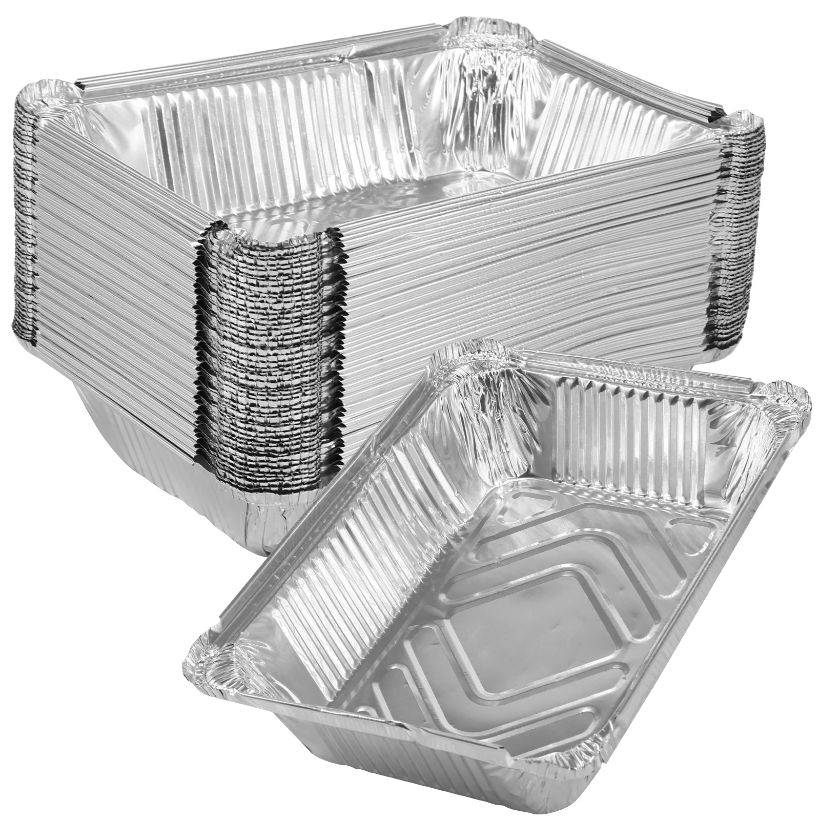 TK 50Pcs Bandejas De Aluminio De 1100ml Resistentes Al Calor No Adhesivas Bandejas De Hornear Reutilizables Contenedores De Alimentos