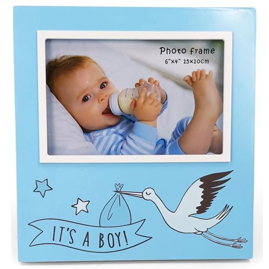 Disok Lote de 10 Portafotos Cigüeña It's a Boy - Regalos para Fiestas y Celebraciones