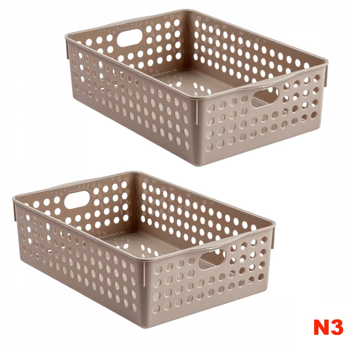ZYLX SHOPPING – Pack 2 Cestas Organizadoras de Plástico | Un Solo Tamaño y Color | Resistentes, Apilables y Multiusos para Hogar y Oficina