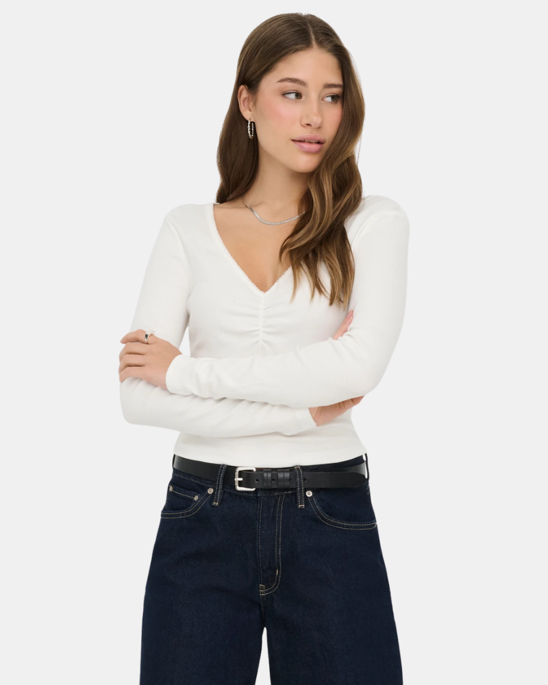 ONLY 15365756 BETTY LIFE Camisetas Manga larga Mujer Blanco