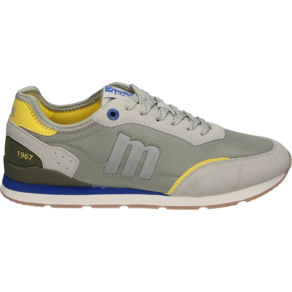 MTNG | Zapatillas Casual Mustang Joggo Classic para Hombre – Deportivas en Color Verde Khaki con Detalles en Amarillo – Sneakers con Cordones – Plantilla Starfit – Vegan – Cómodas y Versátiles – Modelo 84859