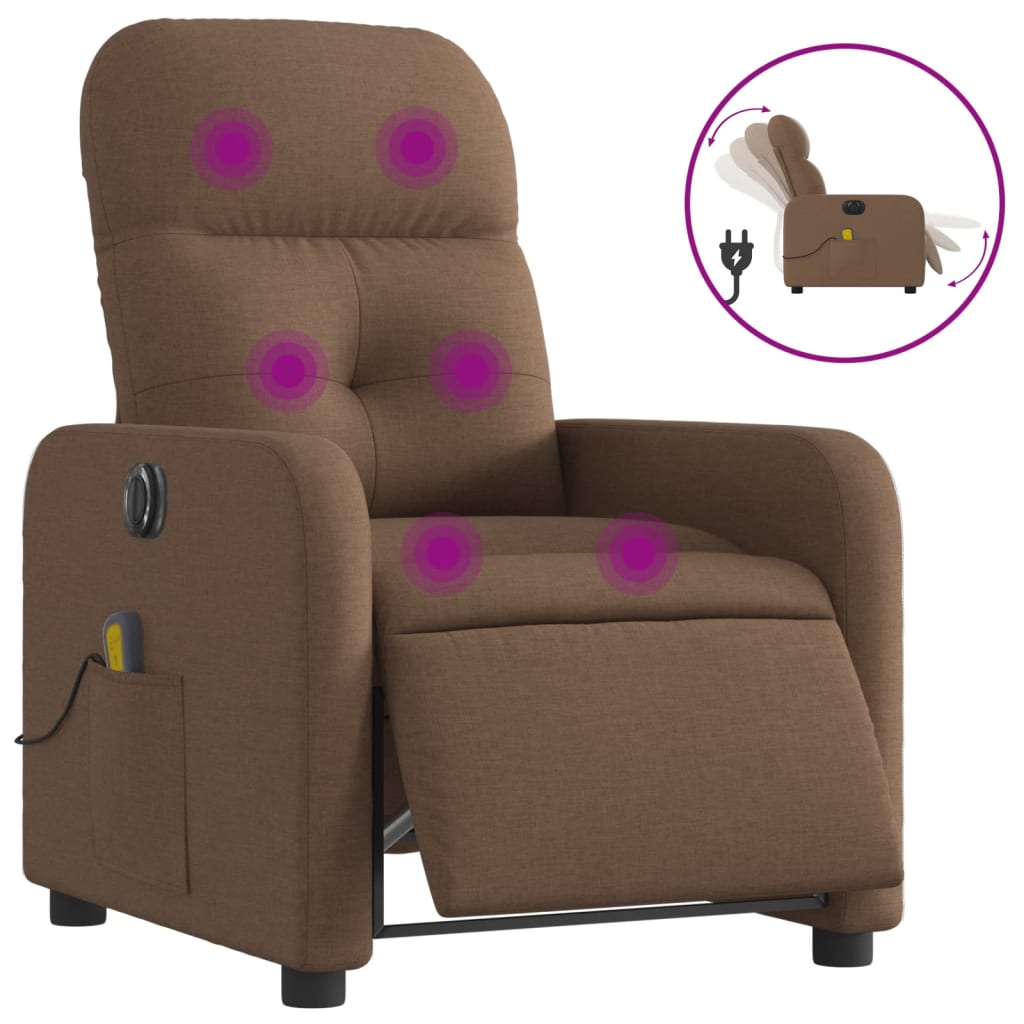 Vidaxl Sillón Reclinable de Masaje Eléctrico Tela Gris Claro