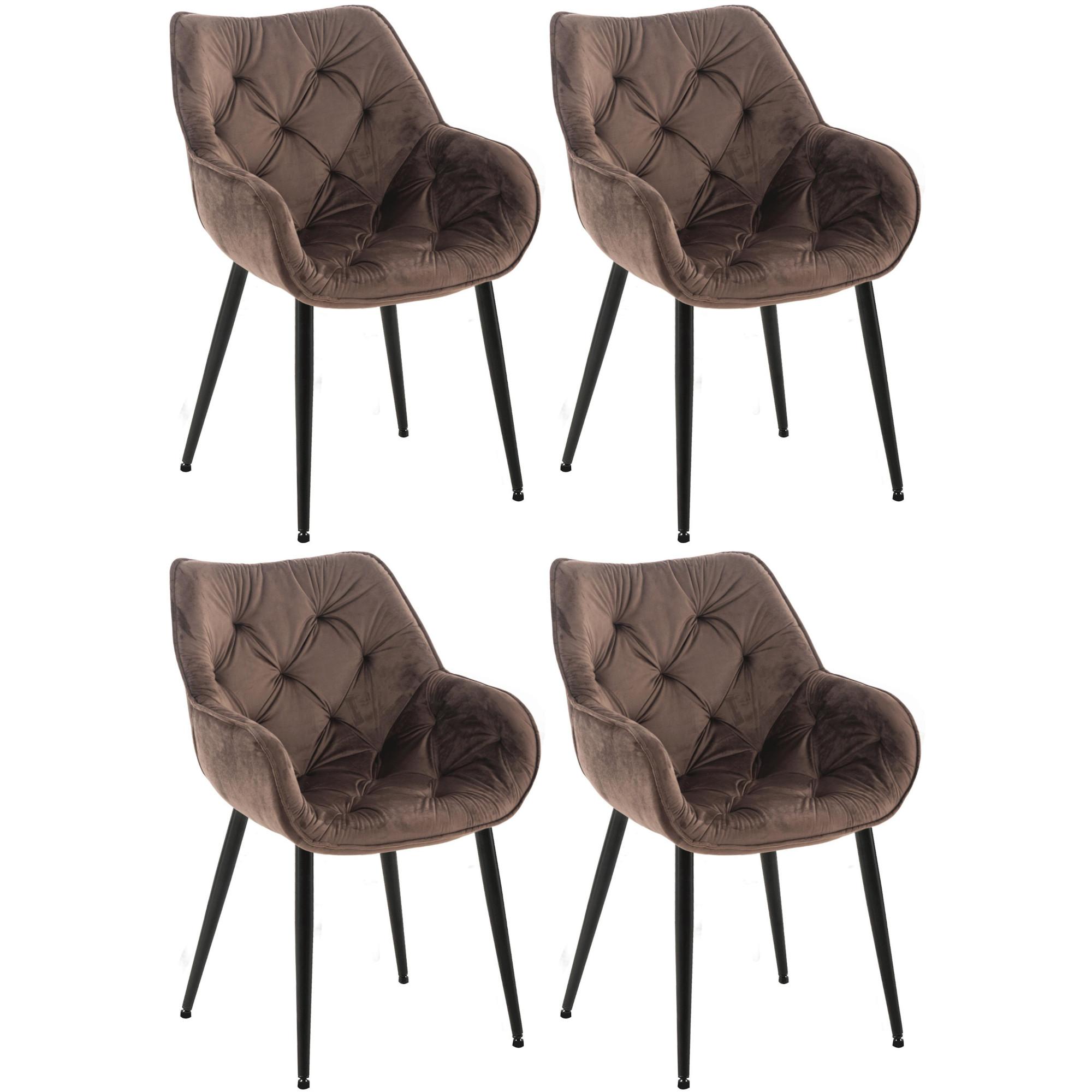 Set de 4 sillas Tanna de saln en terciopelo Marrn