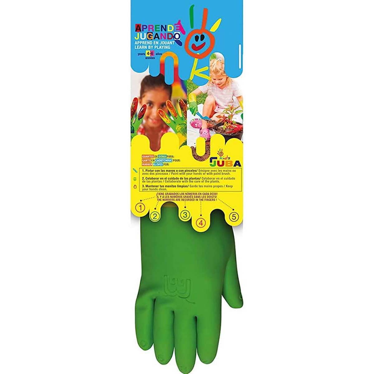 Juba Guantes de Jardinería Infantil Verde Látex Talla 4 Años