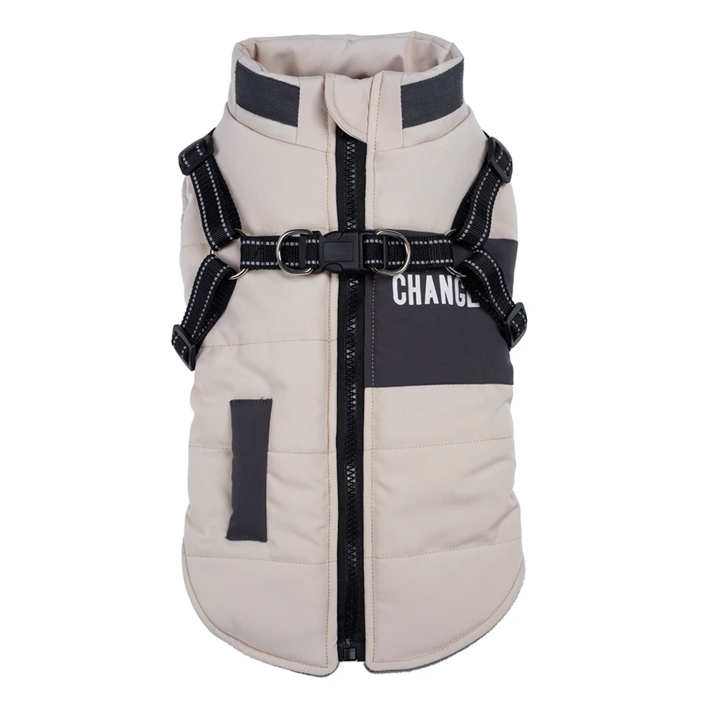 Om Home Chaqueta Para Perro Con Doble Correa Y Capucha Chaqueta De Viento Para Mascotas Material Poliéster Calor Para Otoño/Invierno