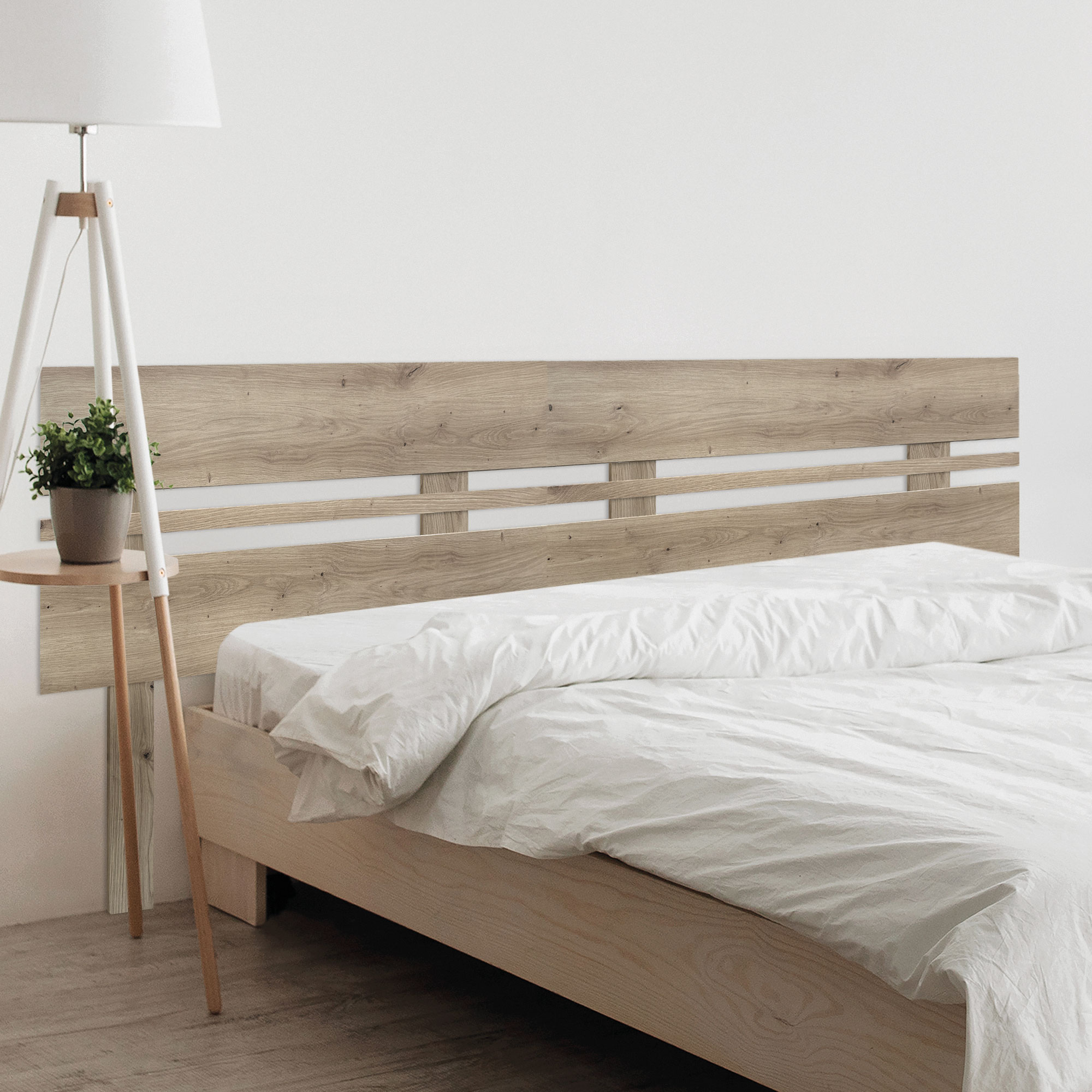 DHOME Cabecero de Madera reciclada DM Horizontal Ancho Dual con Patas Cama Palets Herrajes incluidos