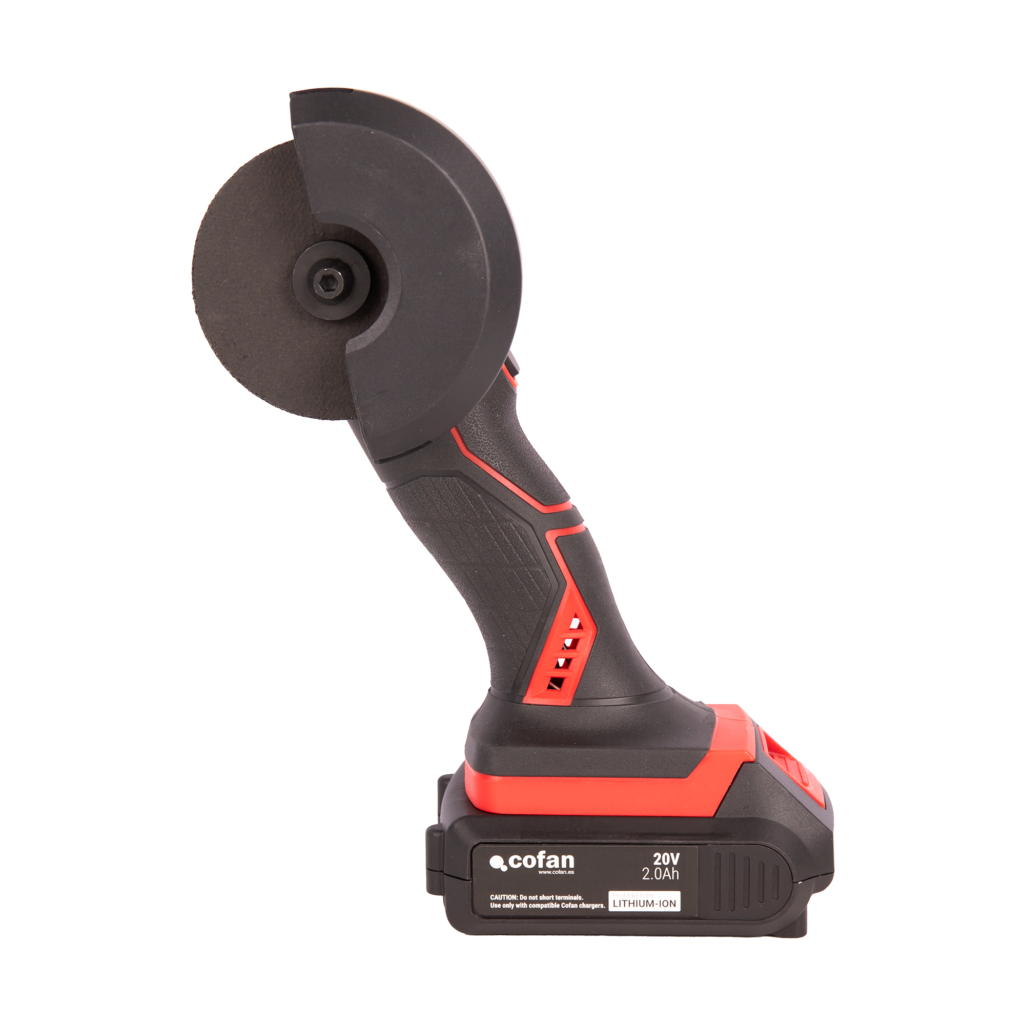Cofan Mini Amoladora Inalámbrica 20V, 19500 rpm, Discos de 76 mm, 3 Posiciones de Empuñadura, Disponible con y sin batería y cargador