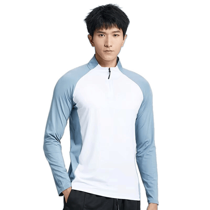 TK Camiseta De Entrenamiento Para Hombres Con Cuello Media Cremallera Secado Rápido Manga Larga Protección Solar Deporte Atletismo Correr
