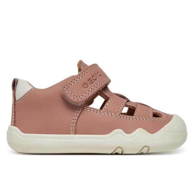 Sandalias niña Geox barefoot color rosa napa cangrejeras de piel de la marca Geox de la gama Barefeel calzado respetuoso Geox respira con cierre de tira adherente muy comodos