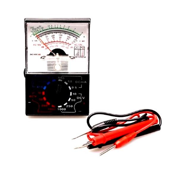 Multimetro analogico, mediciones ACV, DCV ohmios
