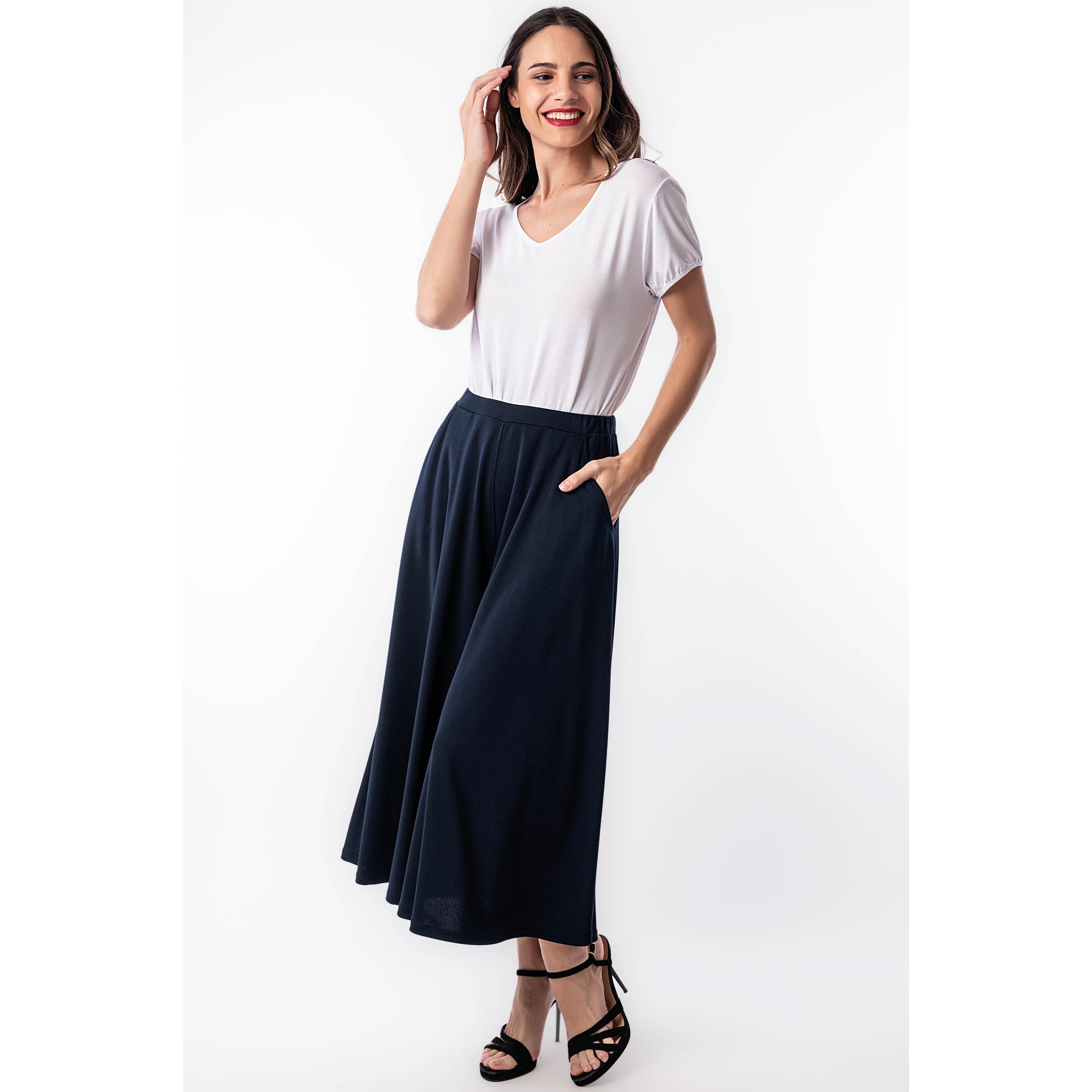 Falda-pantalón azul marino para mujer - Natural