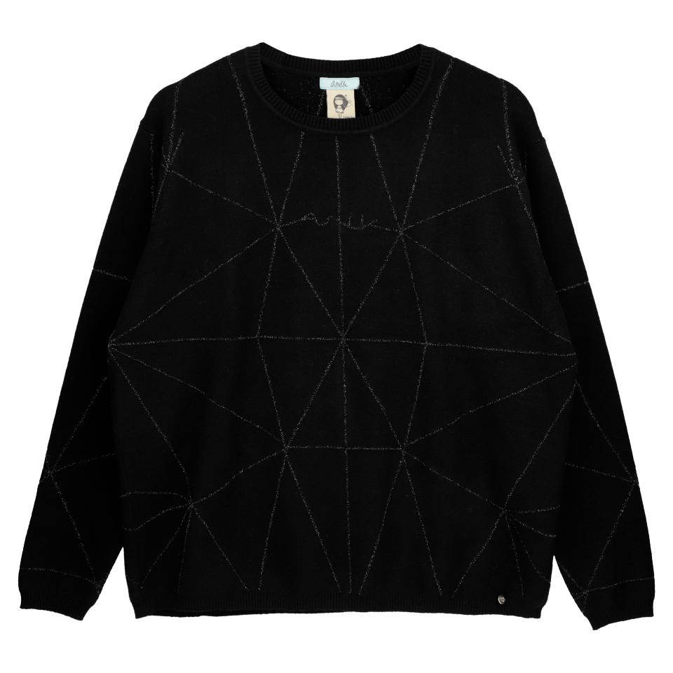 Jersey de mujer en color negro con bordados metalizados en color plata - Anekke Contemporary
