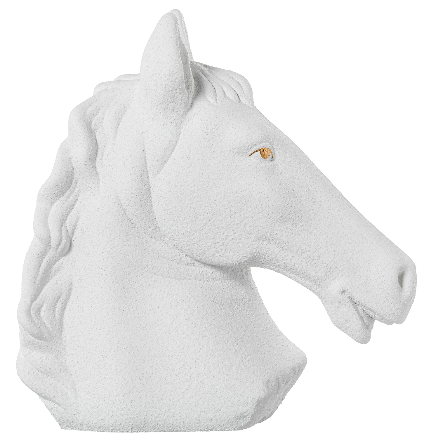 Figura cabeza de caballo ceramica blanco arena, dorado 36x17x38, 5cm