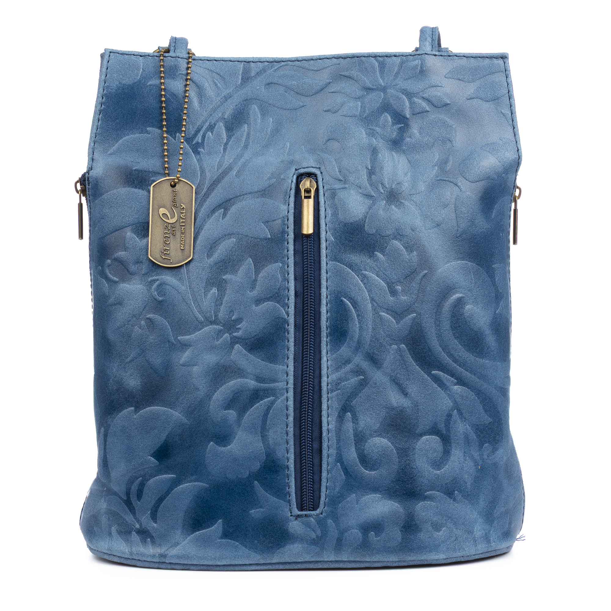 FIRENZE ARTEGIANI Archi bolso de hombro mujer. Piel auténtica acabado Gamuza grabado flores.