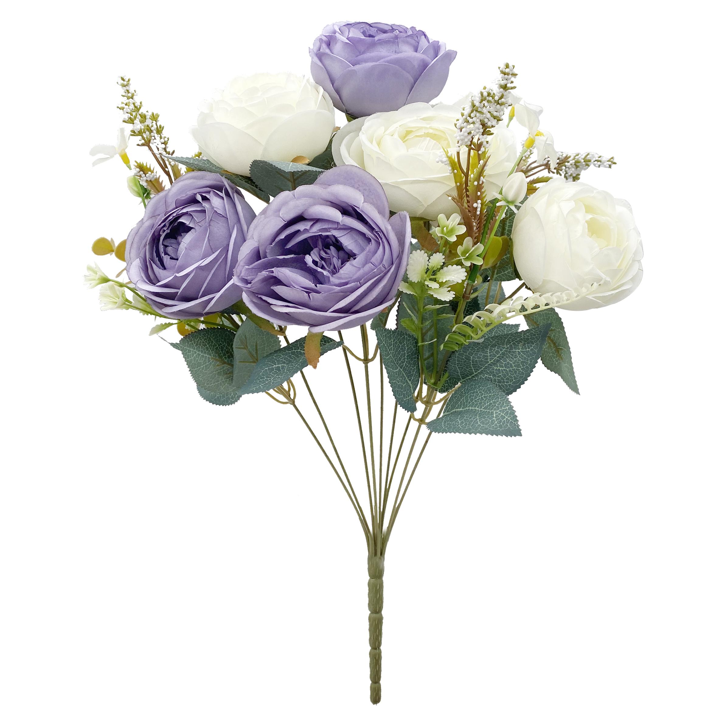 Poenia Arte Floral Ramo de Flores Rosa Artificial 48cm - Decoración Floral