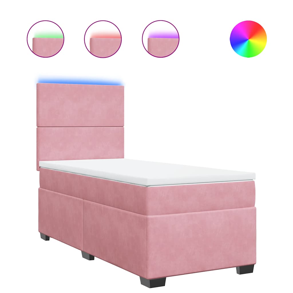 vidaXL Cama box spring con colchón terciopelo rosa 100x200 cm