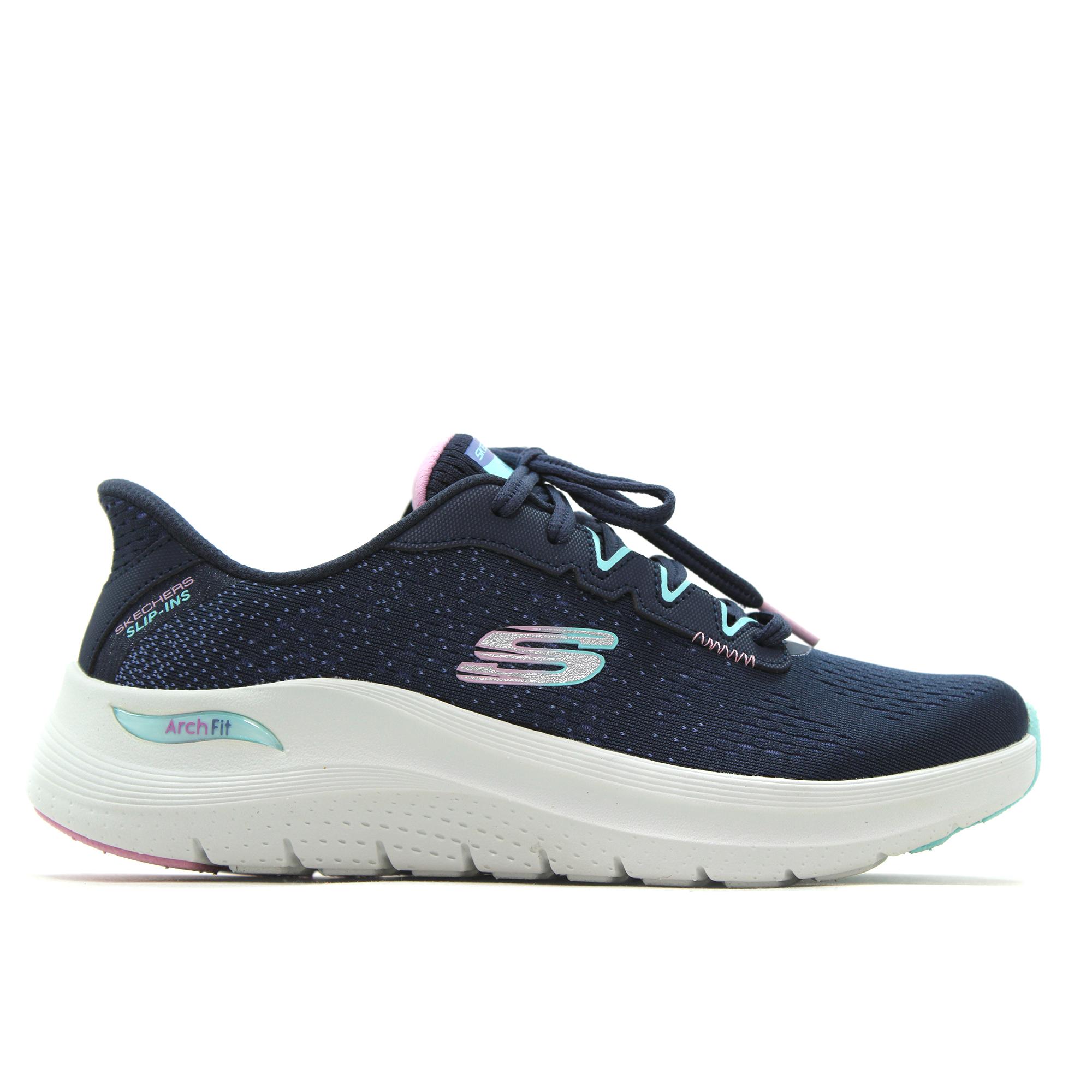 Skechers 150333 Zapatillas deportivas,de cordones,sneakers,con suela blanca de goma,cuña,calada,de tela,rejilla para señora