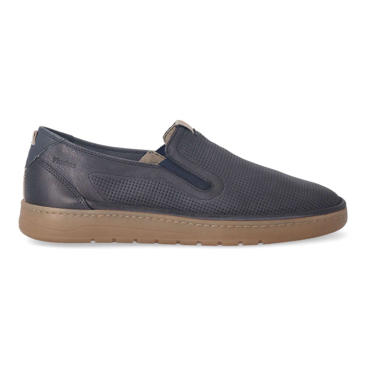 Fluchos - Zapato de piel para hombre Kiowa con elásticos laterales, suela de goma y plantilla acolchada ON STEAM, hecho en España