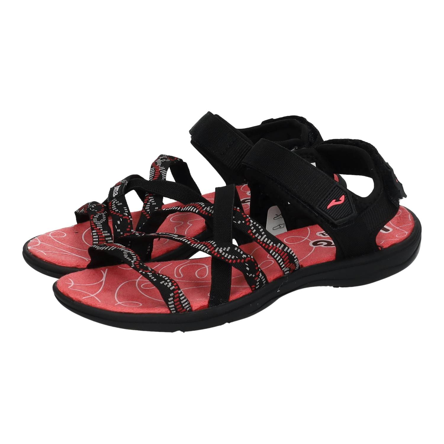 Sandalias marca JOMA para mujer en color negro. Sandalias deportivas mujer Joma negras con plantilla acolchada y cinta adhesiva