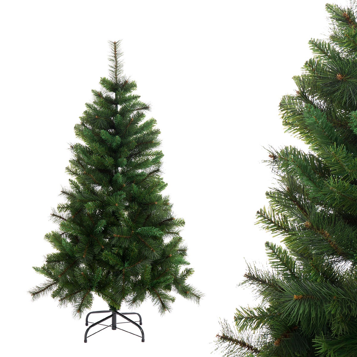 Árbol de Navidad artificial plegable PVC y PE color verde de 120 cm Diseño compacto y seguro con 176 ramas ignífugas. Perfecto para espacios pequeños, aportando espíritu navideño al instante. LOLAhome