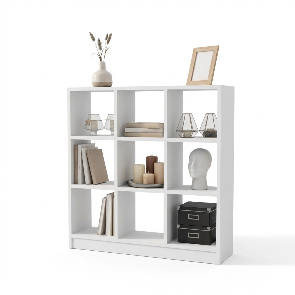 CASA basics Estantería de 9 Cubos – Acabado Madera Natural, 88x20x91 cm – Organizador Moderno para Salón, Oficina o Dormitorio