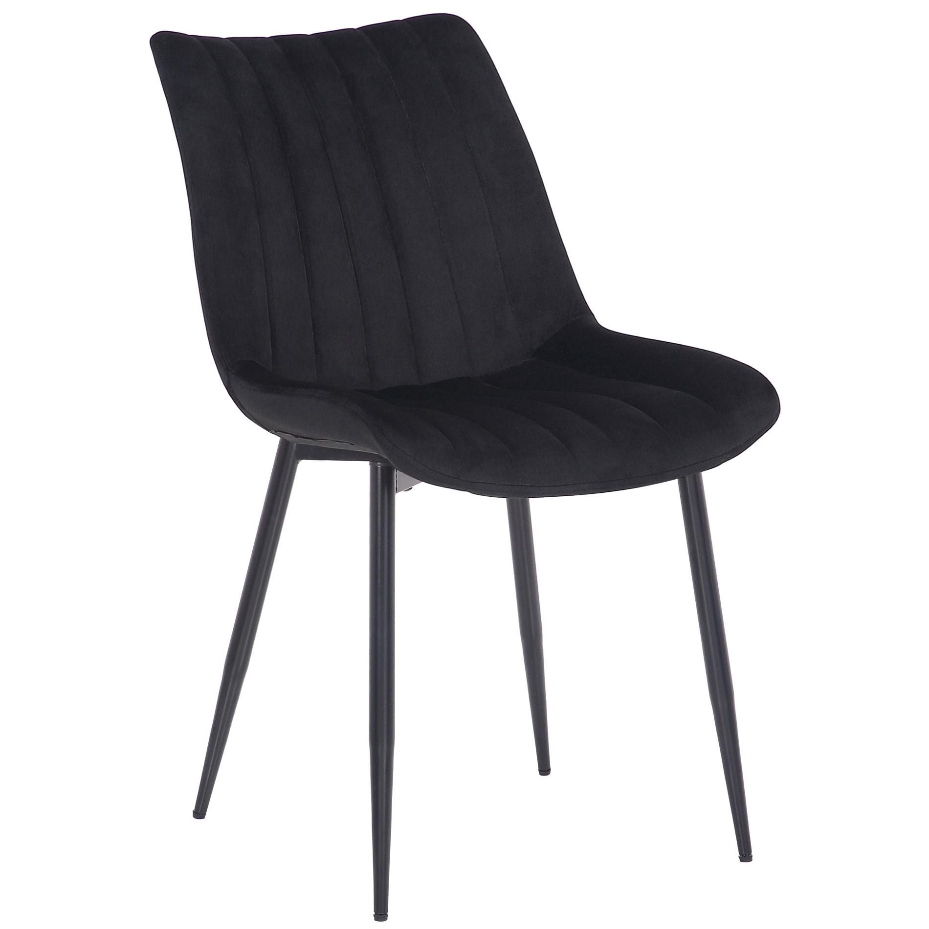 Silla de comedor Rahden en terciopelo Negro