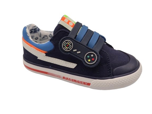 Pablosky - Zapatillas de lona barefoot para niñas, modelo 985020, diseño ligero y flexible ideal para uso diario y actividades infantiles en color marino