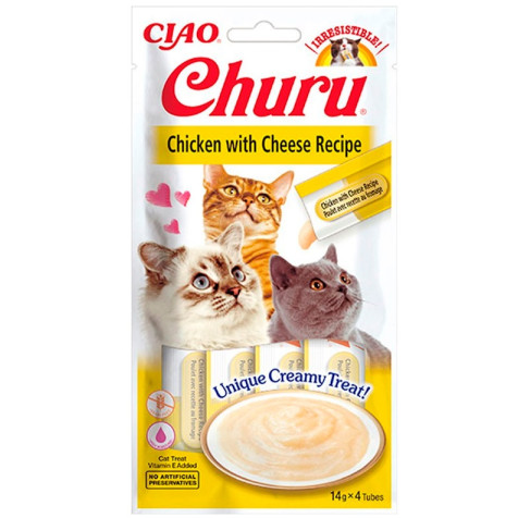 Churu Puré Receta De Pollo Con Queso Para Gatos 4 X 14 Gr