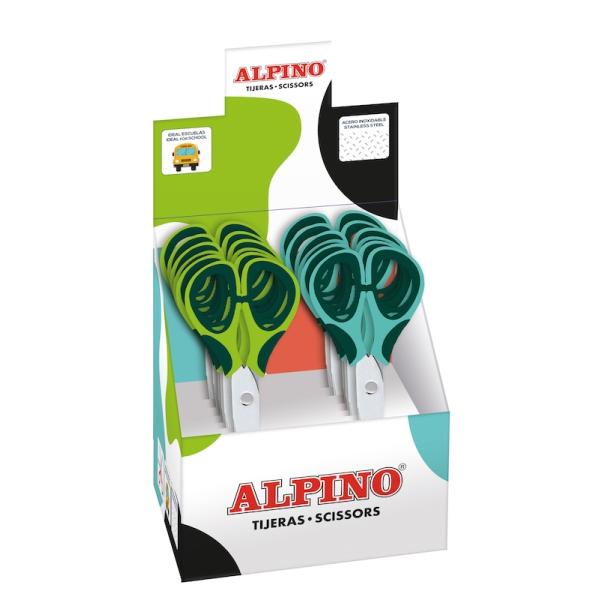 Alpino colorfull tijera escolar 13cm - acero inoxidable - punta roma - colores surtidos (12 uds)