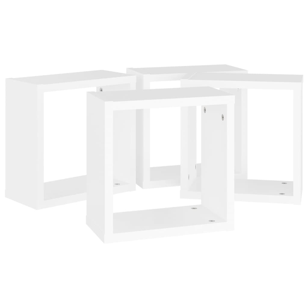 vidaXL Estantes cubo de pared 4 unidades blanco 30x15x30 cm