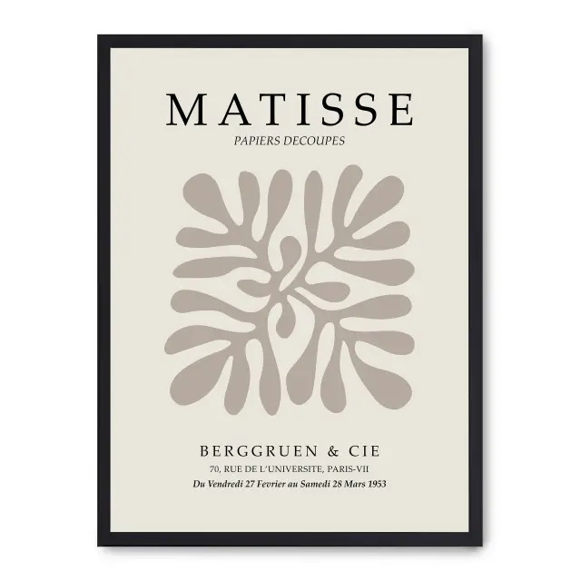 Cuadro matisse cut-outs x 30x40cm, Póster impreso en papel de primera calidad de 180gr, montado sobre marco de madera MDF acabado en negro., Arte - Pintores famosos - Matisse