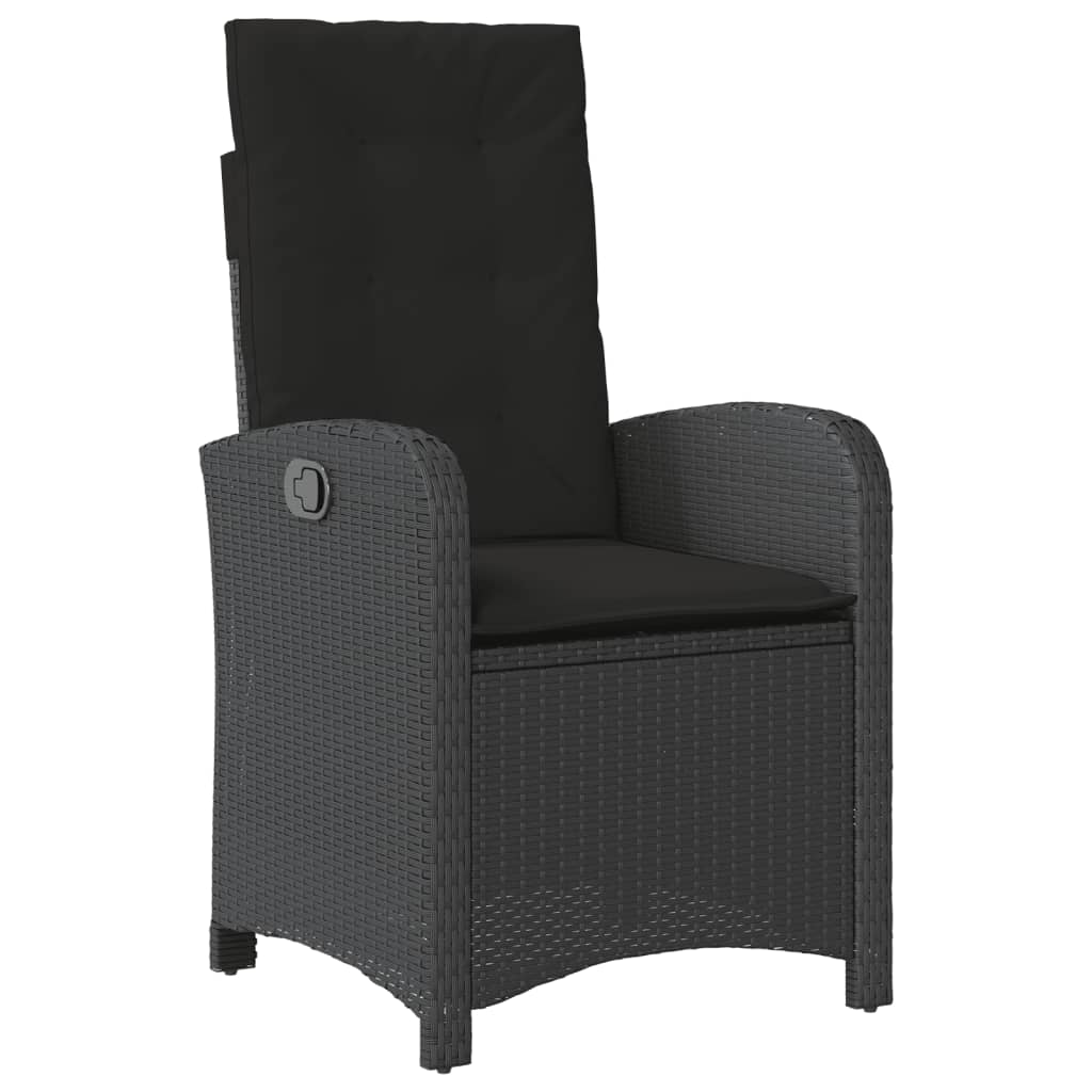 vidaXL Sillón reclinable de jardín con cojines ratán sintético negro