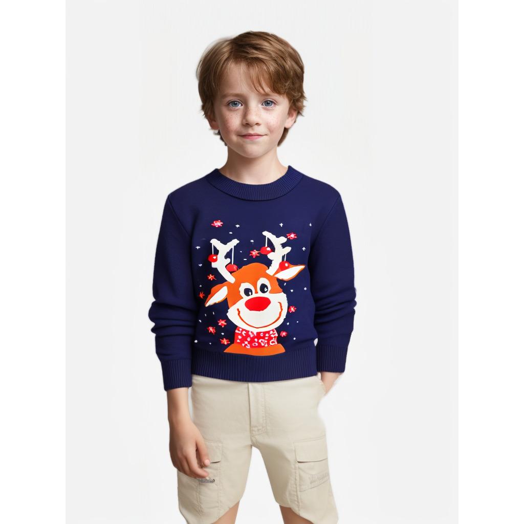 Plushome Súeteres De Navidad,Jersey De Manga Larga Con Cuello Redondo, Sudadera Con Estampado De Papá Noel,Reno, Ropa De Calle Informal De Navidad, Otoño E Invierno