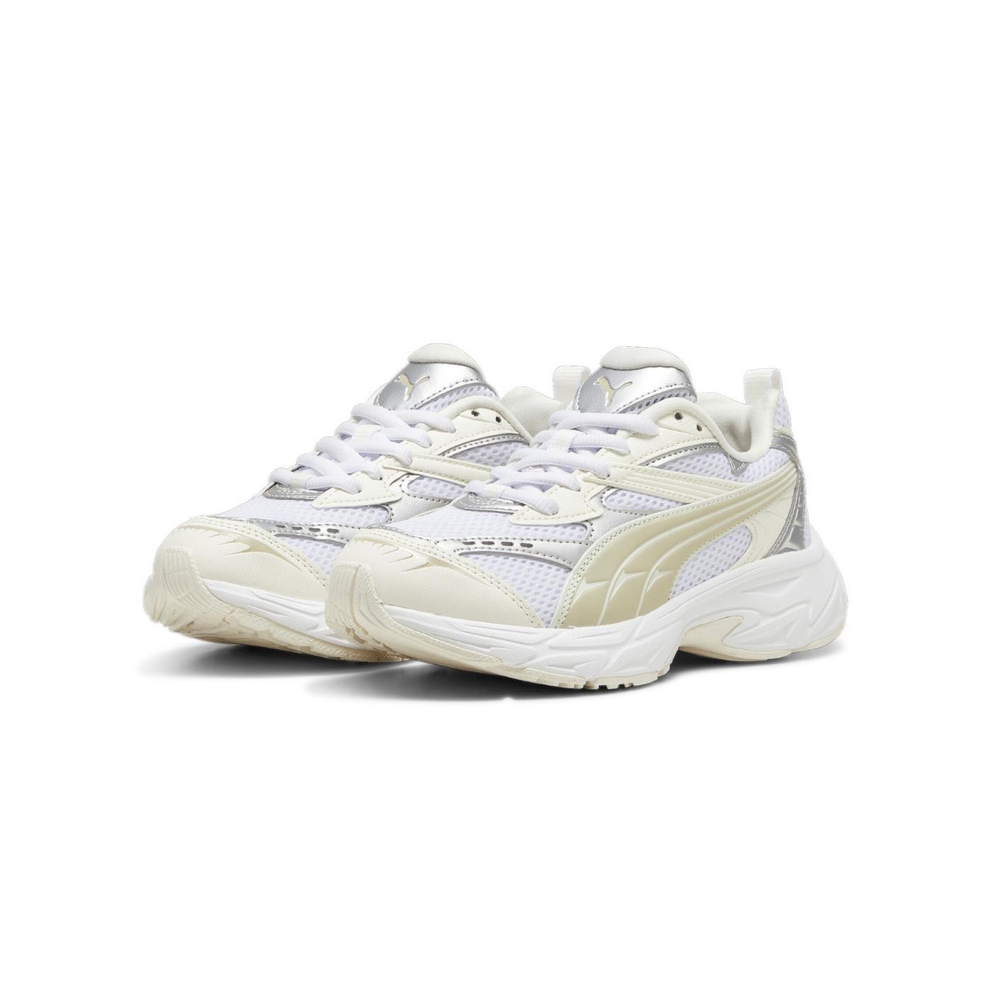 Zapatillas puma morphic metalic wns blanco beige de mujer.