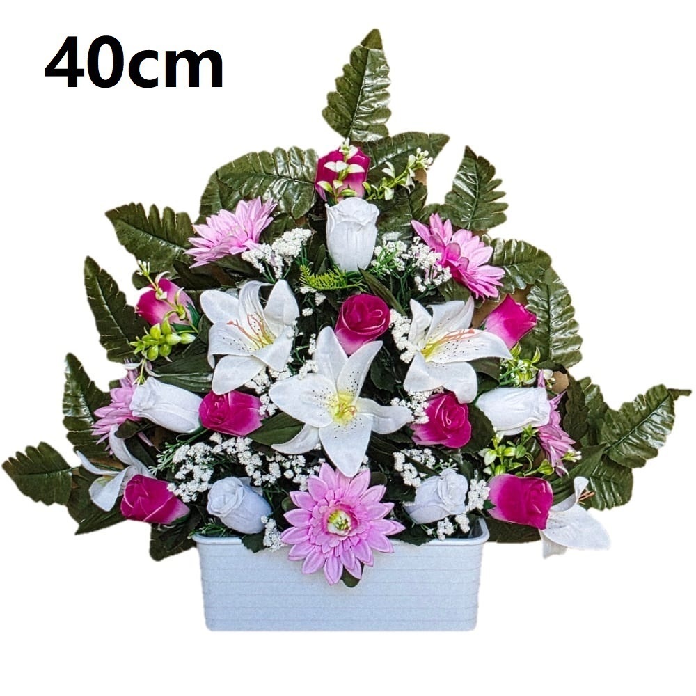 Flores artificiales para cementerio,Centro Flores para santos duraderas de tela con maceta,Gerimport,Envios desde España