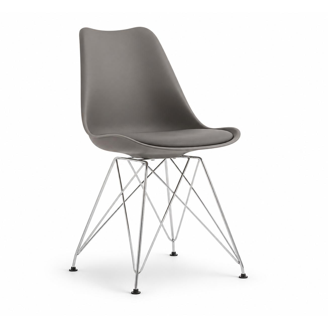 ORION91® - Silla de comedor Vega, estructura cromada y tapizado de polipiel gris oscuro, 48 x 41 x 82 cm, comedor y oficina - spaziOrion91