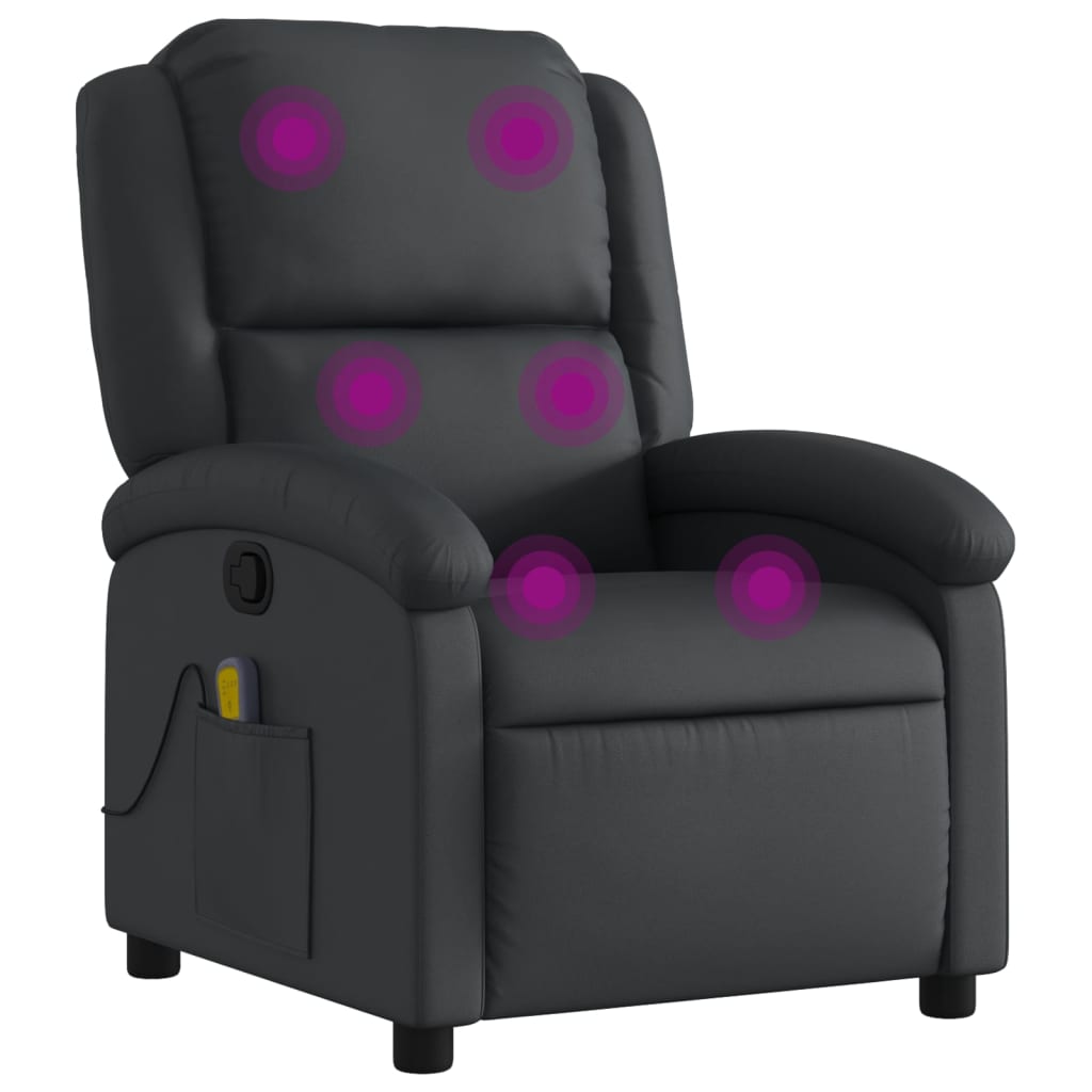 vidaXL Sillón reclinable de masaje de cuero auténtico Multicolor