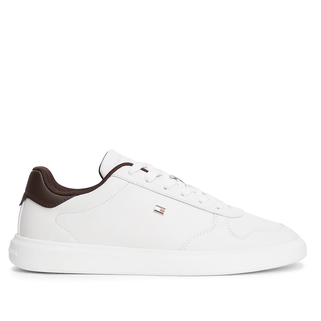 Zapatillas Tommy Hilfiger de mujer blancas de piel con detalles marrones