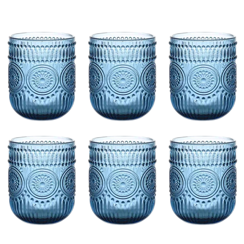 TRESV Set de 6 Vasos Colores o Transparente de 250ml, Vaso de Cristal agua y Bebidas Alcohólicas,l,Aptos para lavavajillas